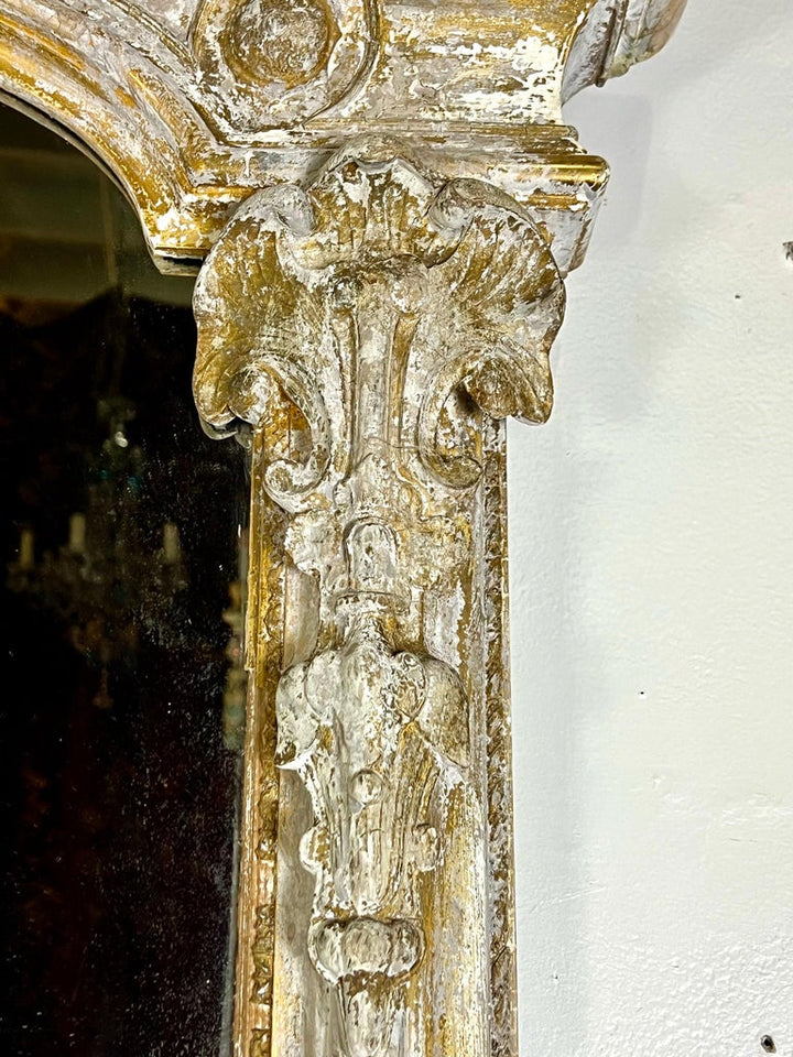 19th-Century French Rococo Style Painted Mirror