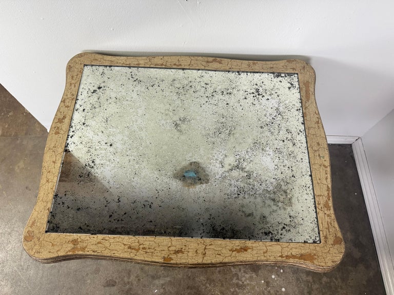 Antique Continental Giltwood Coffee Table with Original Foxed Mirror