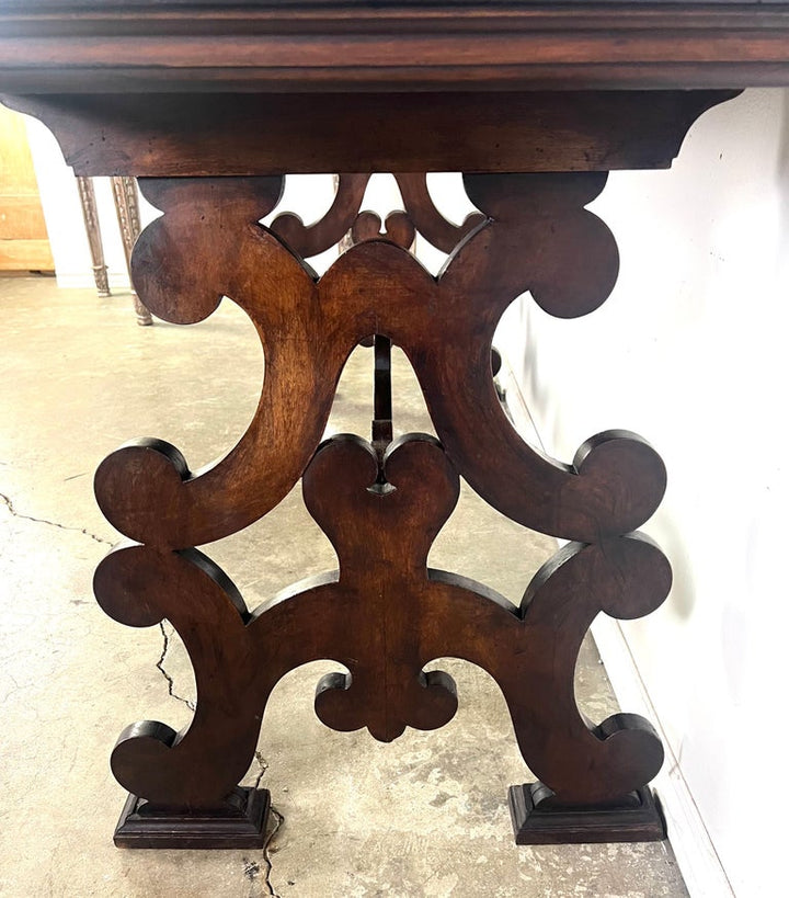 19th Century Italian Walnut Console w/ Stretcher