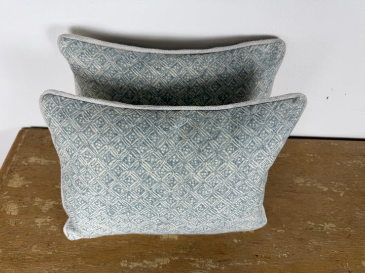 Petite Pair of Printed Linen Pillows with Belgian Linen Backs