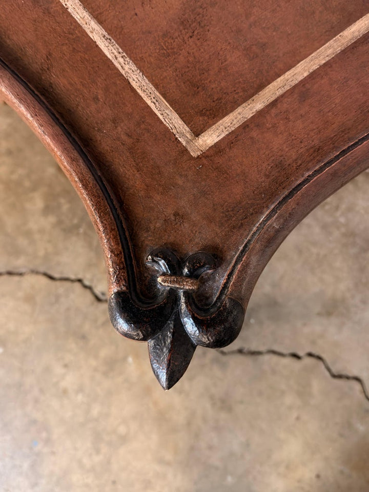 Pair of French Louis XV Faux-Leather Painted Side Tables