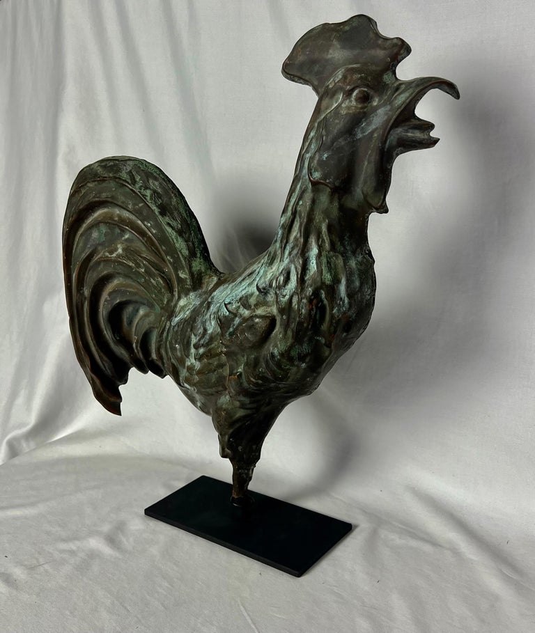 Early 20th C. Copper Rooster on Iron Base