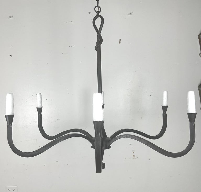 Six Light Wrought Iron Chandelier by Melissa Levinson