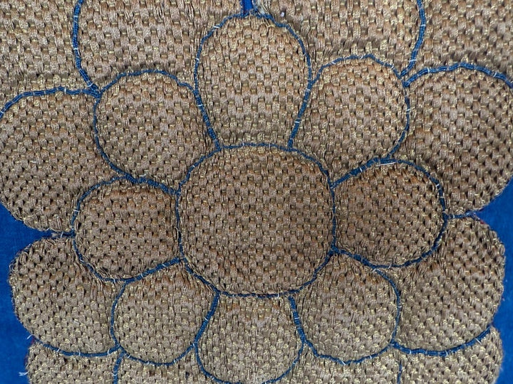19th C. Metallic Applique Linen Pillow