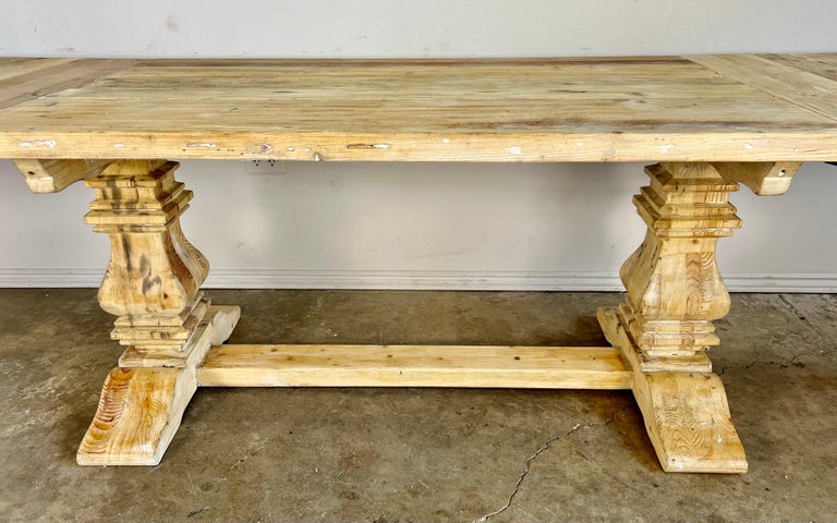 Early 20th C. Tuscan Style Pine Dining Table w/ Leaves