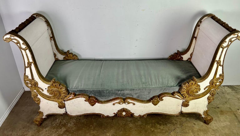 19th C. French Painted and Parcel Gilt Daybed