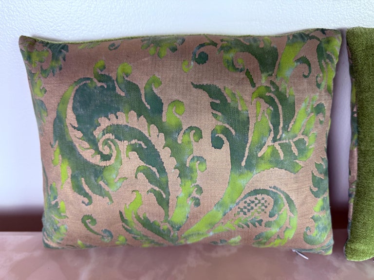 Pair of Fortuny Textile Pillows with Velvet Backs