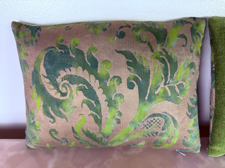 Pair of Fortuny Textile Pillows with Velvet Backs