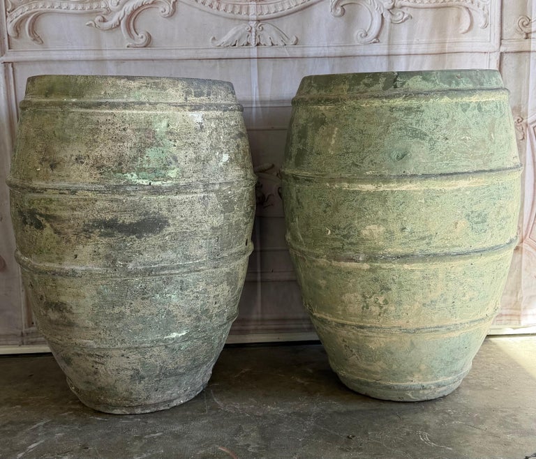 Mediterranean Barrel Olive Jars, Patinated Terracotta