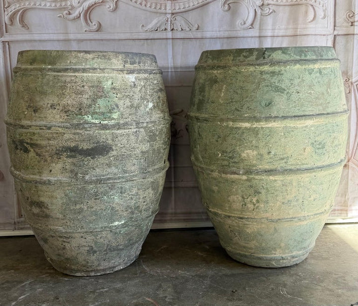 Mediterranean Barrel Olive Jars, Patinated Terracotta