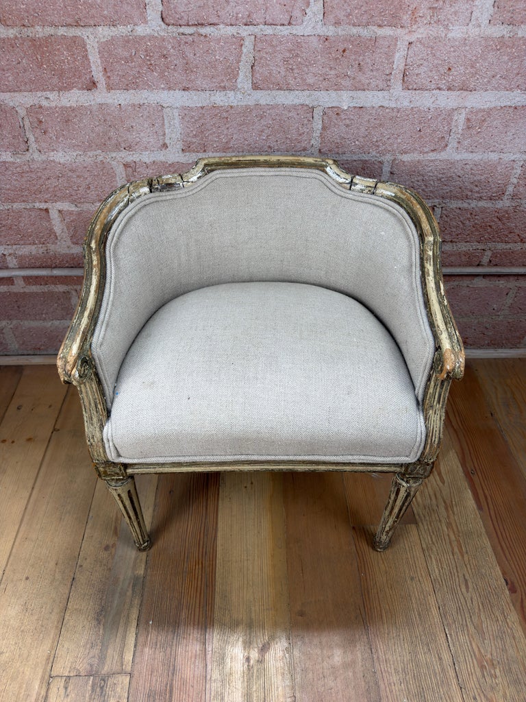 Antique French Louis XVI Petite Corbeille Vanity Chair