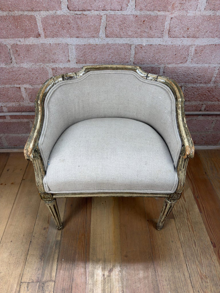 Antique French Louis XVI Petite Corbeille Vanity Chair