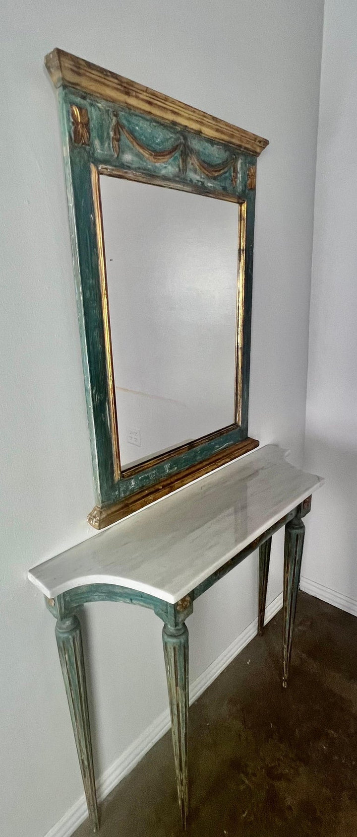 1930’s Italian Painted & Parcel Gilt Console and Mirror