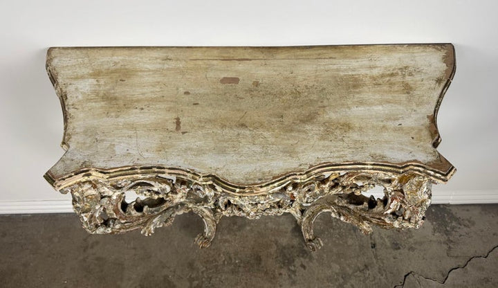 19th-Century Italian Rococo Painted and Giltwood Console Table