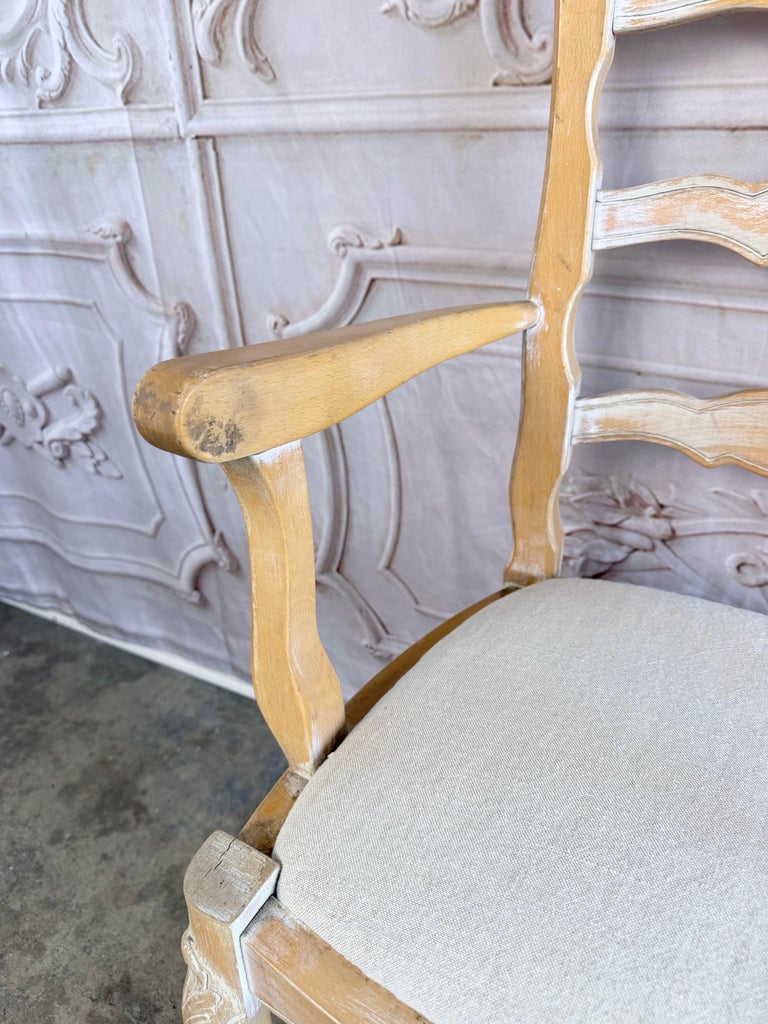 Set of 10 19th Century French Provincial Bleached Oak Ladderback Dining Chairs