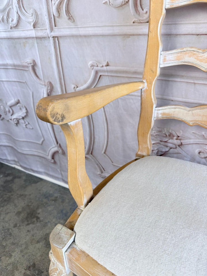 Set of 10 19th Century French Provincial Bleached Oak Ladderback Dining Chairs