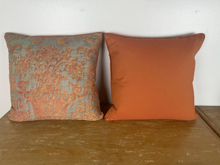 Rare Pair of Vintage Quilted Fortuny Textile Pillows