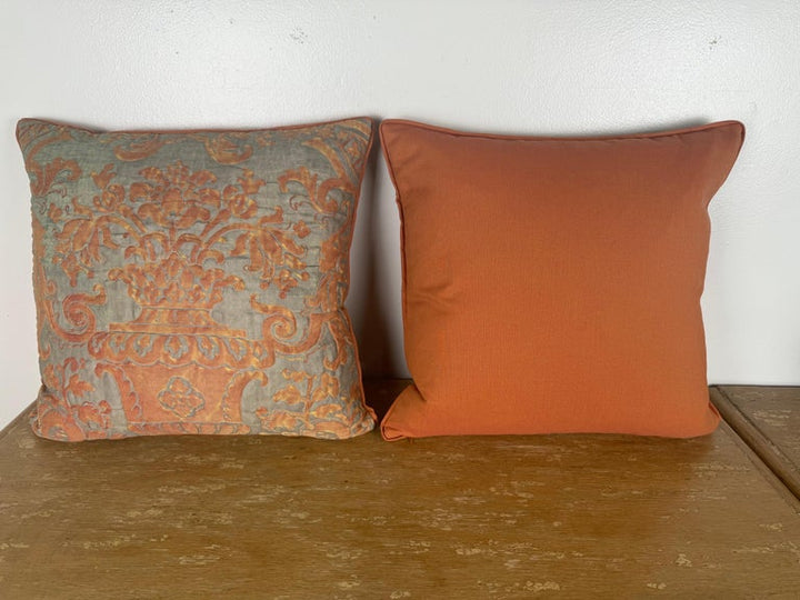 Rare Pair of Vintage Quilted Fortuny Textile Pillows