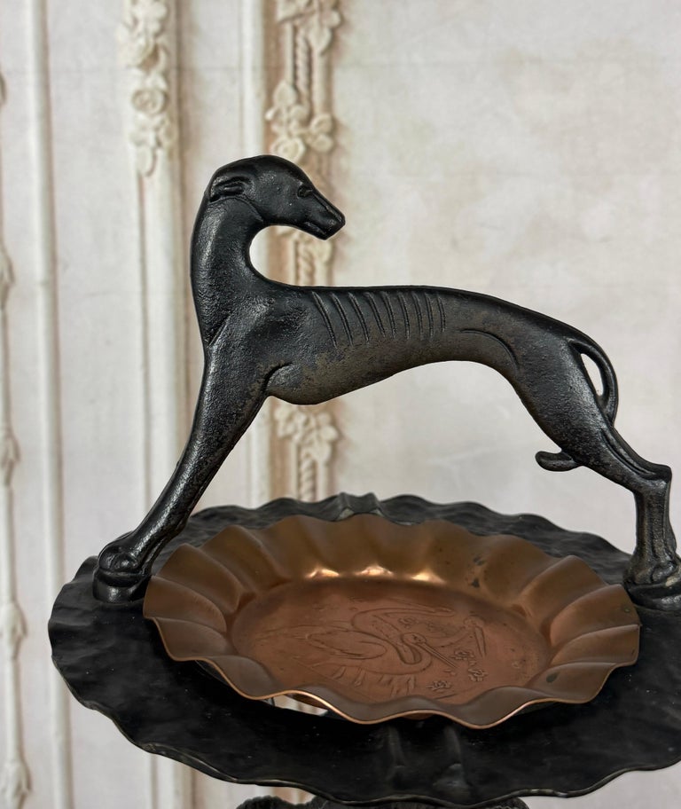 French Art Deco Whippet Smoking Stand, Cast Iron, Circa 1925-1930