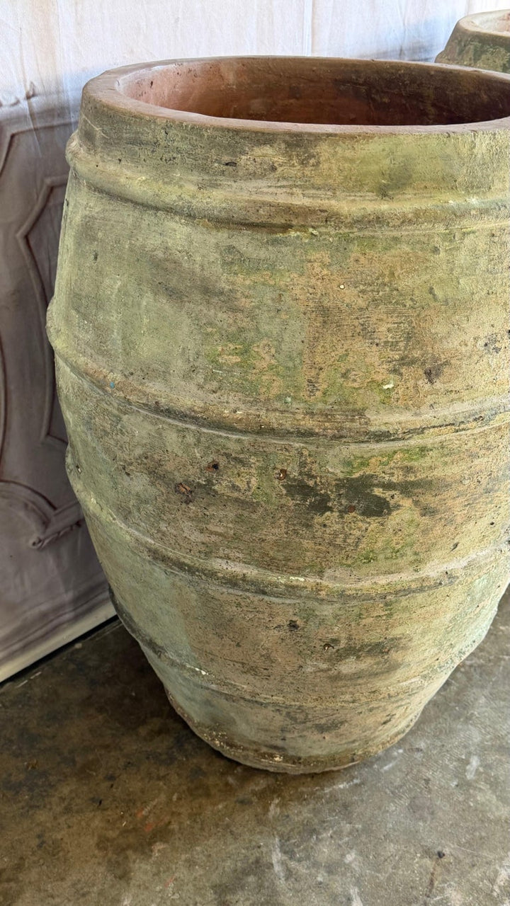 Mediterranean Barrel Olive Jars, Patinated Terracotta