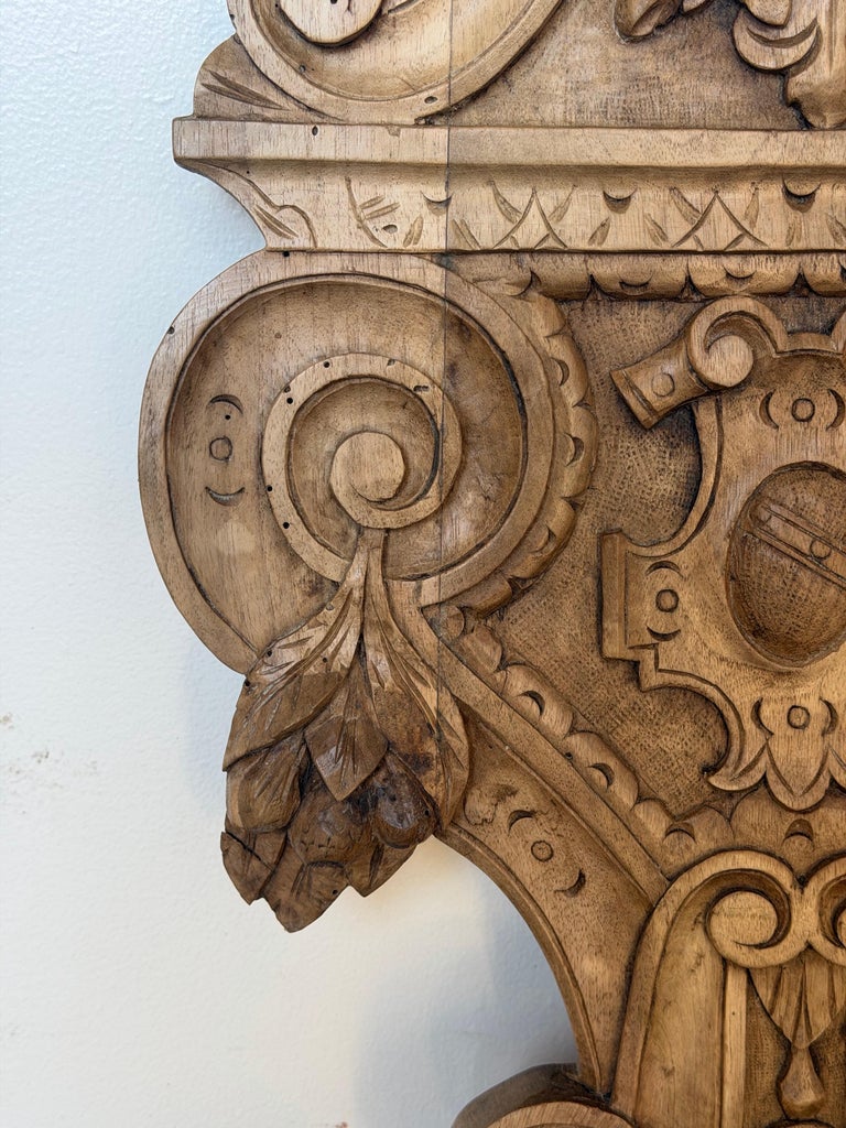 Pair of 19th C. Italian Renaissance Sgabello Hall Chairs - Heavily Carved Walnut