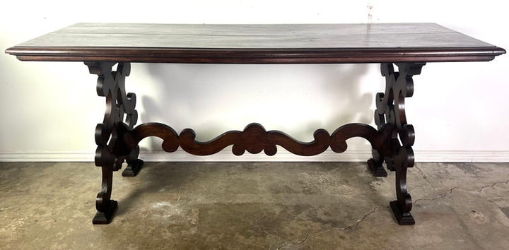 19th Century Italian Walnut Console w/ Stretcher