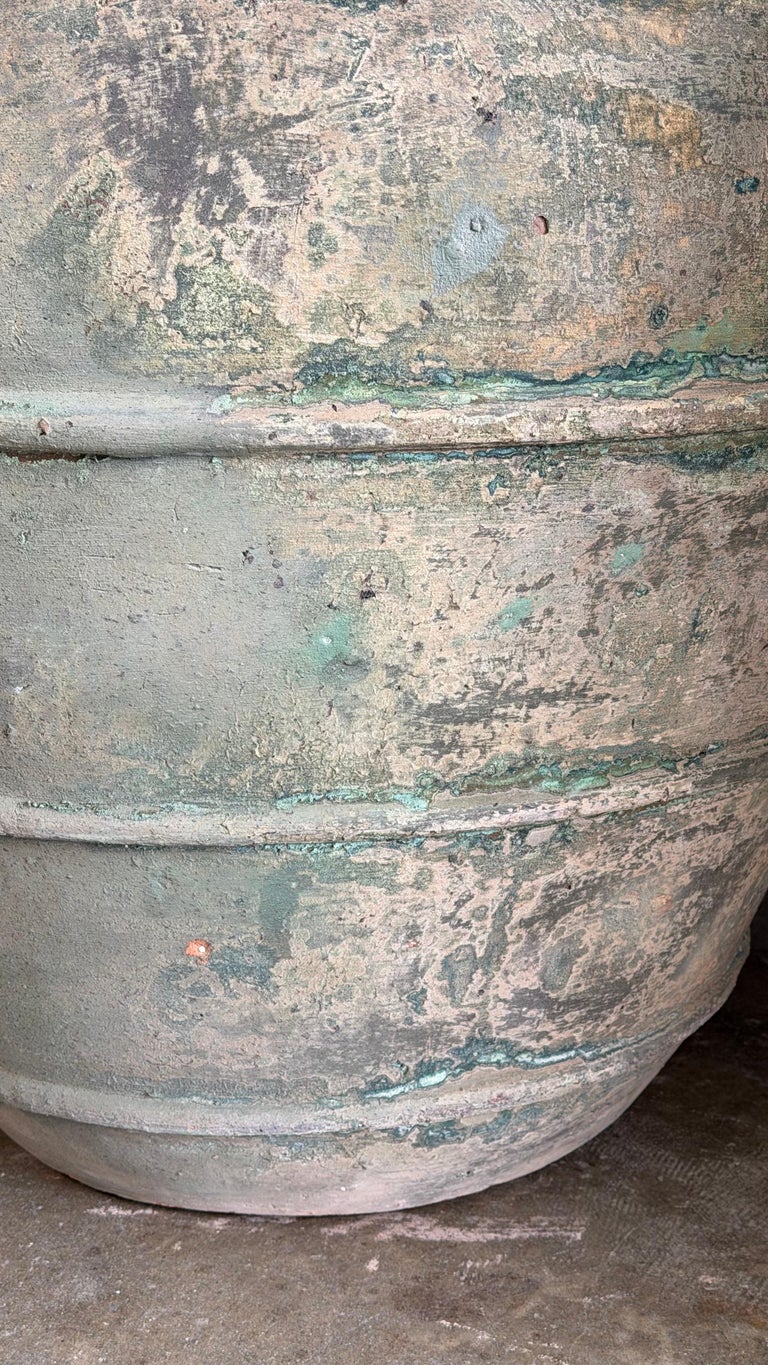 Mediterranean barreal Jars - Verdigris Patinated Terracotta Olive Vassels