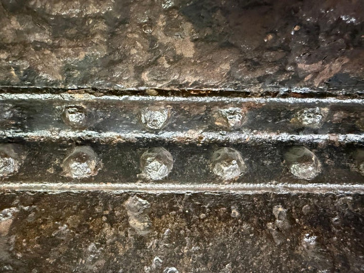 Industrial Riveted Iron Coffee Table from WWII-Era Military Tanks, 1940s