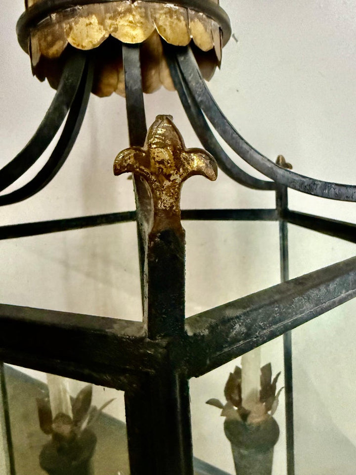 Antique Spanish Revival Hexagonal Crown Lantern-Pair Available