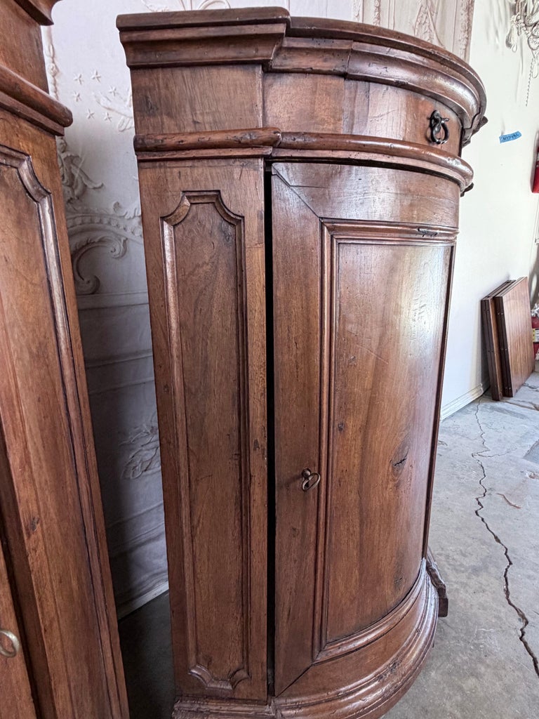 Pair of 18th Century Italian Walnut Corner Cabinets