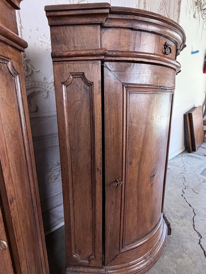 Pair of 18th Century Italian Walnut Corner Cabinets