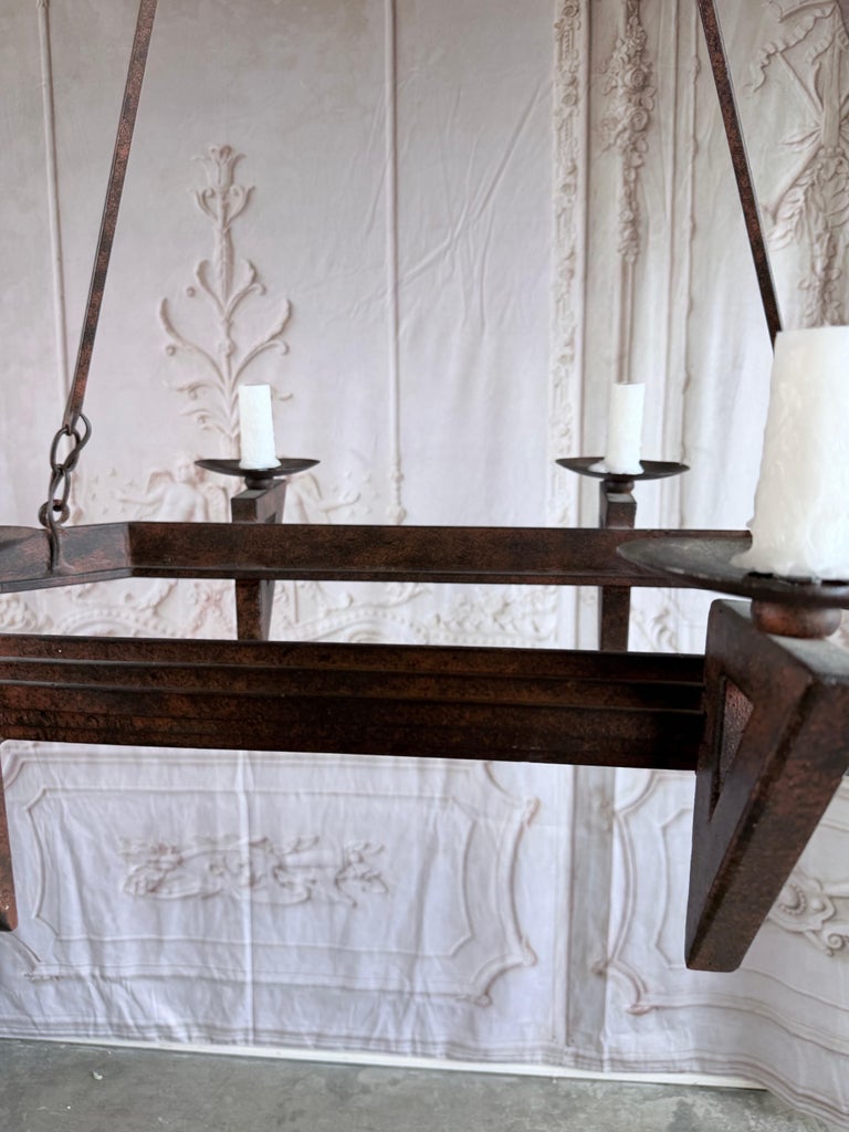 20th Century Spanish Style Wrought Iron Chandelier 6-Light