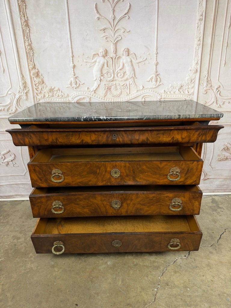 Antique French Louis Philippe Burl Walnut Commode-Marble Top
