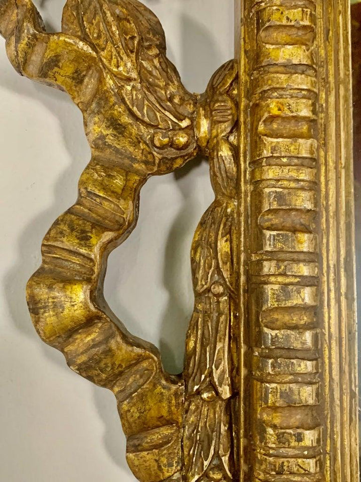 Pair of Monumental Italian Style Gilt Wood Mirrors C. 1930's