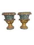 Pair of 19th Century Italian Polychrome Urns