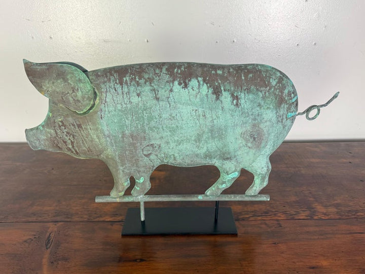 Antique Folk Art Pig Weathervane on Custom Mount