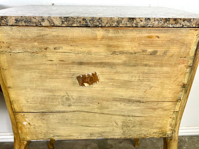 Pair of French End Table w/ Drawers and Granite Tops C. 1930's