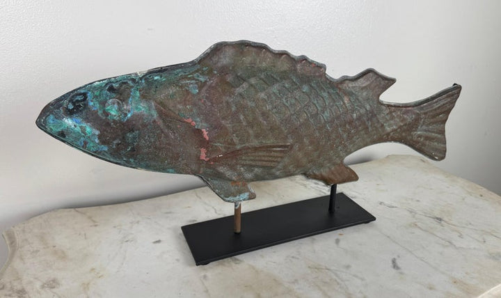 Antique Copper Fish on Iron Base