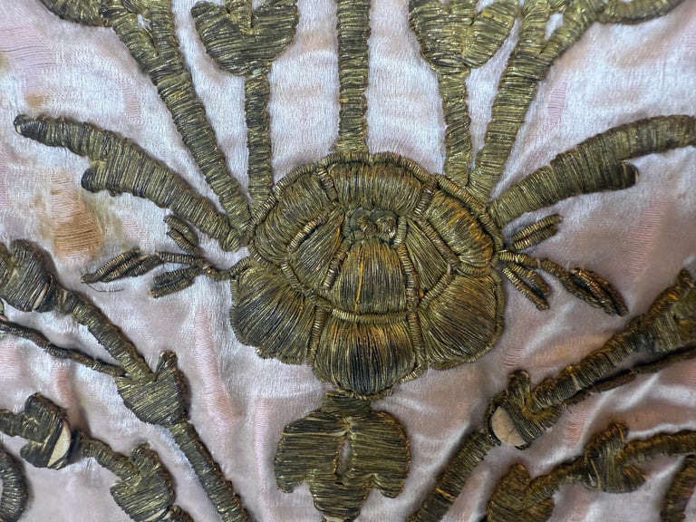19th C. Metallic Embroidered Pillow by MLA