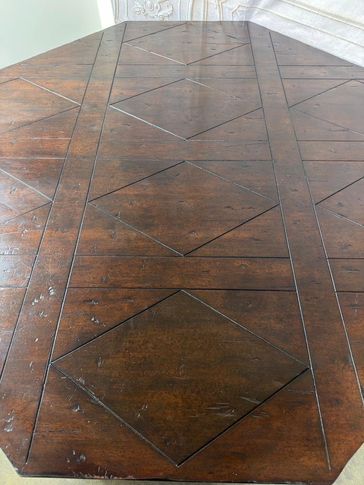 Monumental Octagonal Baroque Coffee Table with Parquetry Top