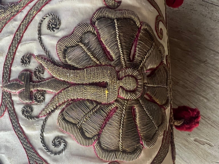 Pillow Made with 19th C. Gold Embroidered Silk by Melissa Levinson