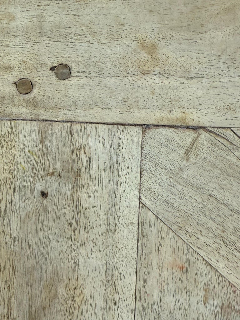 Large European Rustic Coffee Table with Parquetry Top and Barley-Twist Base