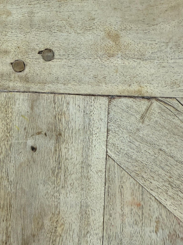 Large European Rustic Coffee Table with Parquetry Top and Barley-Twist Base