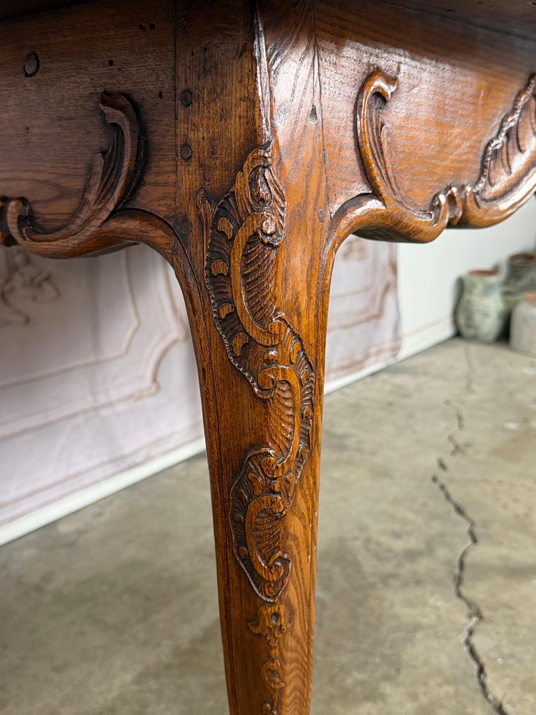 Antique French Louis XV Coffee Table, Solid Oak, Circa 1890