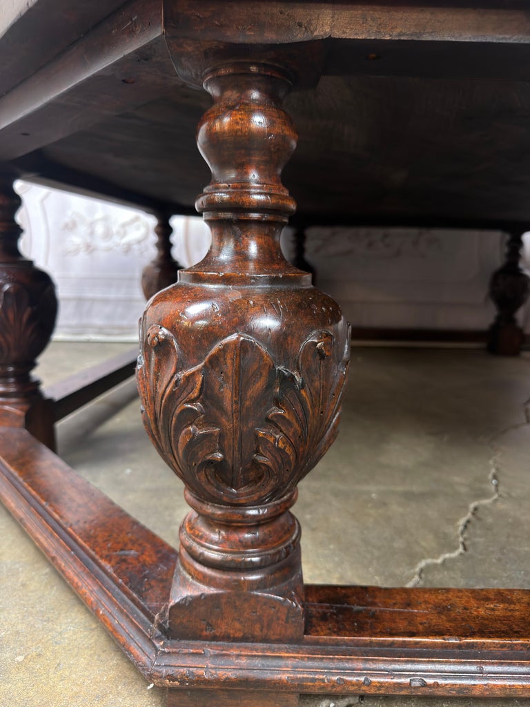 Monumental Octagonal Baroque Coffee Table with Parquetry Top