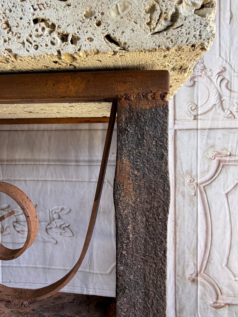 Spanish Revival Console Table - Fossilized Stone Top