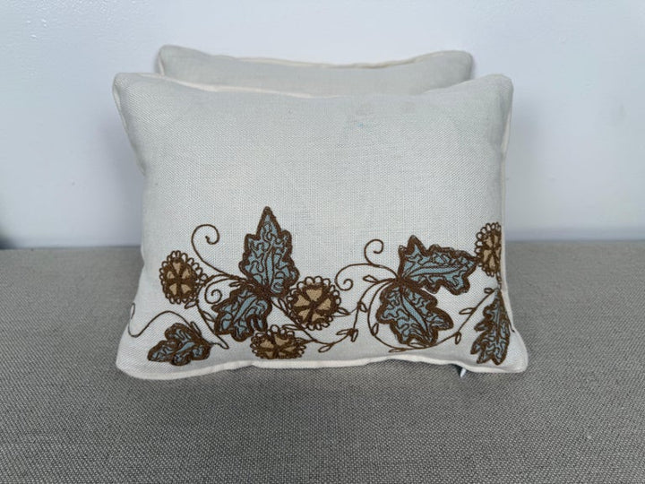 Pair of Linen Embroidered Pillows