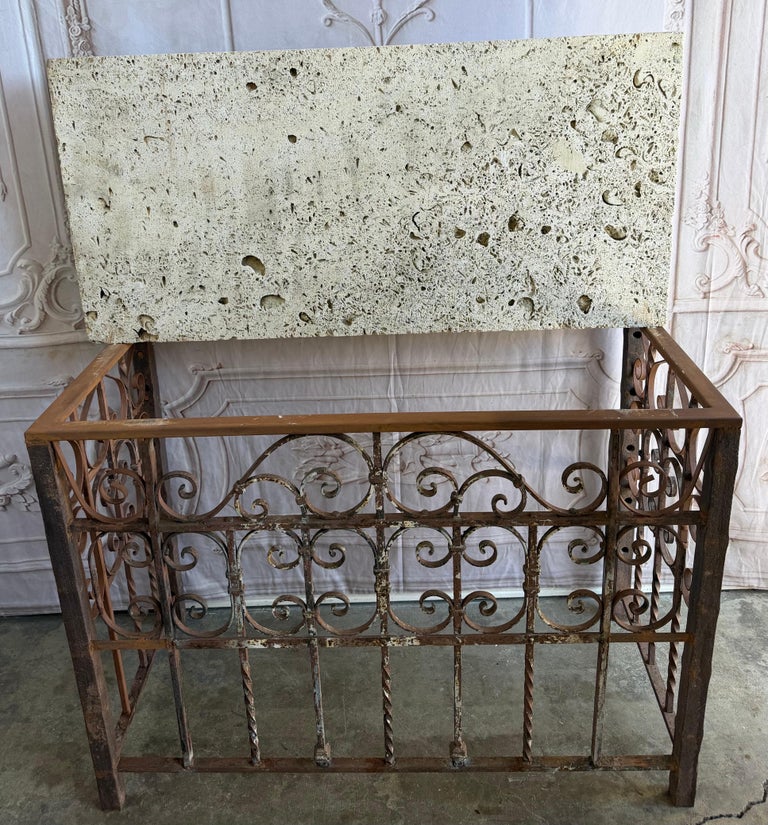 Spanish Revival Console Table - Fossilized Stone Top