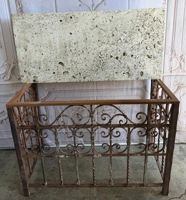 Spanish Revival Console Table - Fossilized Stone Top