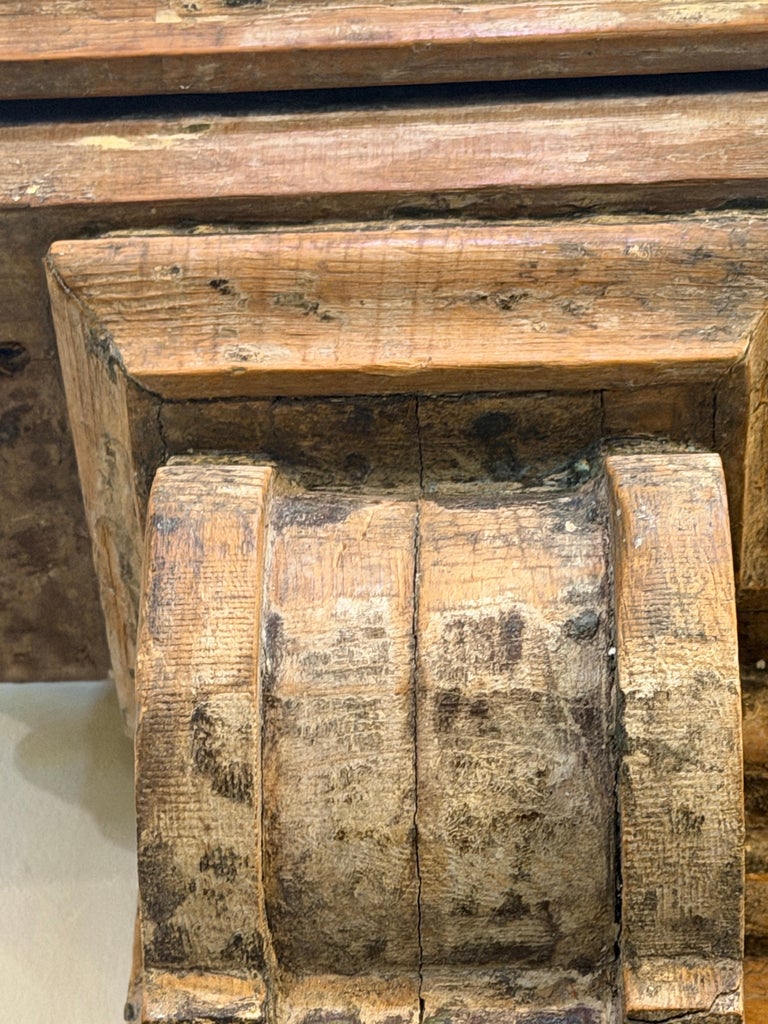 Neoclassical Pier Mirror, Distressed Wood, Circa 1880s